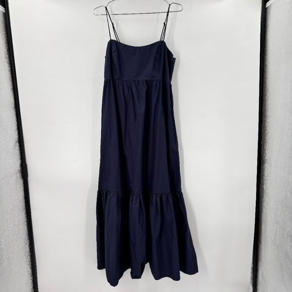 XiRENA Freya Poplin Maxi Dress Smocked Back Navy Size Large - Picture 1 of 5